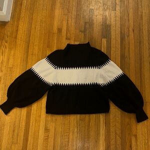 French Connection Black and White Cowl Sweater